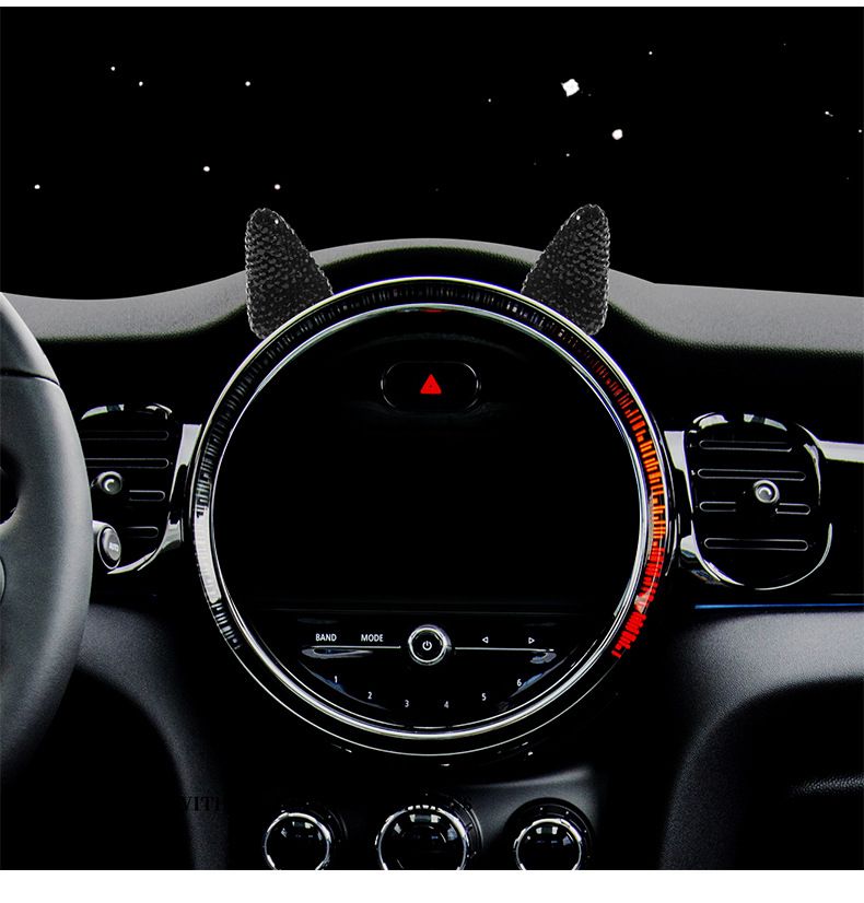 Internet Celebrity Interior Diamond Studded Small Horn Steering Wheel Instrument Panel Little Devil Ornament Creative_autovado.com