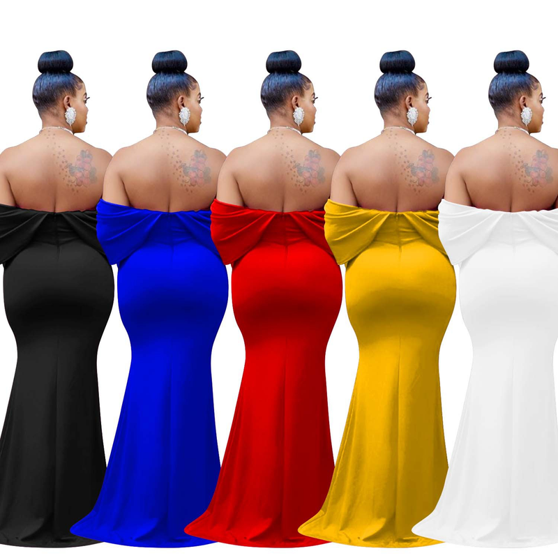 Women's Clothing fashion women's solid color one-shoulder deep V backless fishtail dress_autovado.com