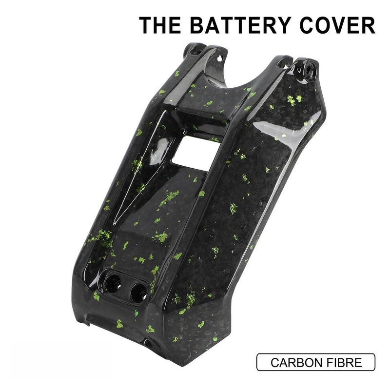 Universal Motorcycle Carbon Fiber Battery Cover - Lightweight Floral Design For Custom Bike Styling (Black/Green, Black/Gold, Black/Purple)_autovado.com