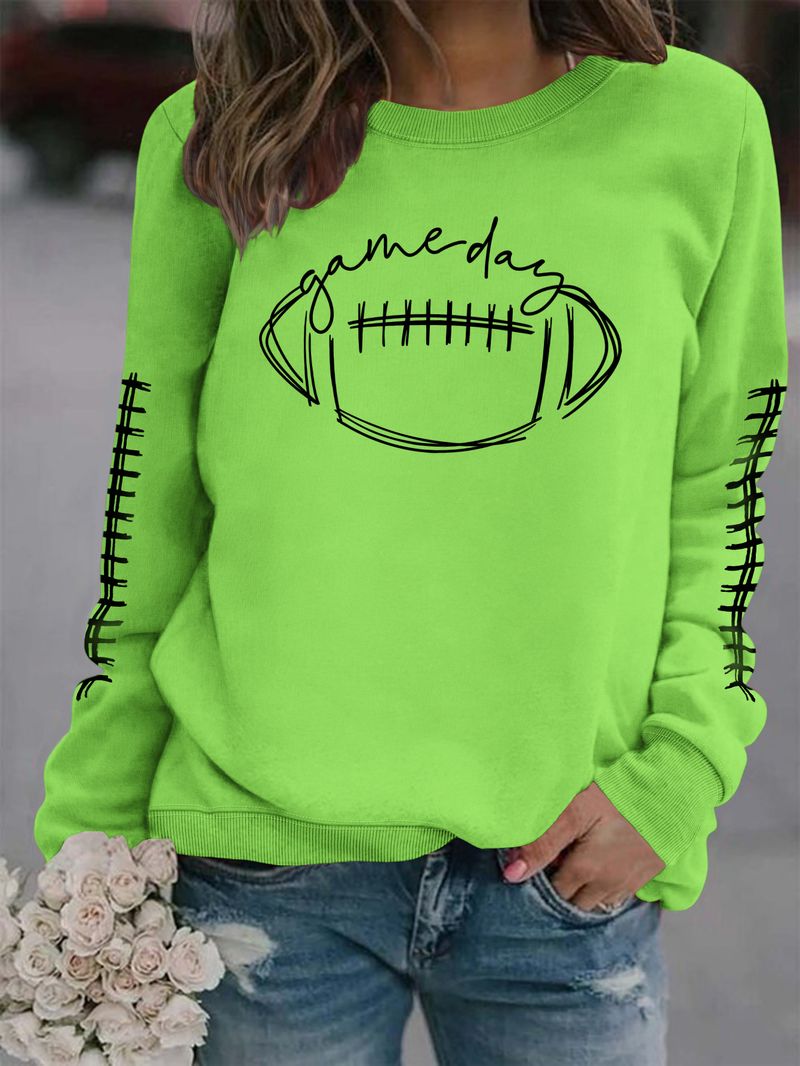 Women's Clothing new autumn game day print fashion sweater spot trend long sleeve_autovado.com