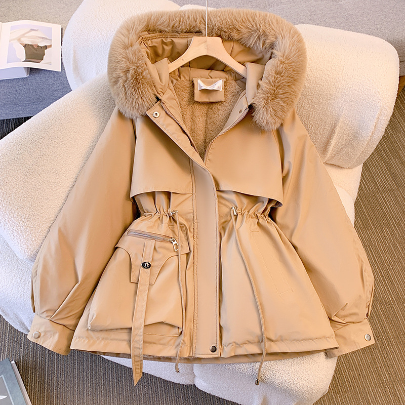 Women's Winter Jacket Fashionable and Versatile Plus Velvet Thick Fur All-in-One Jacket_autovado.com