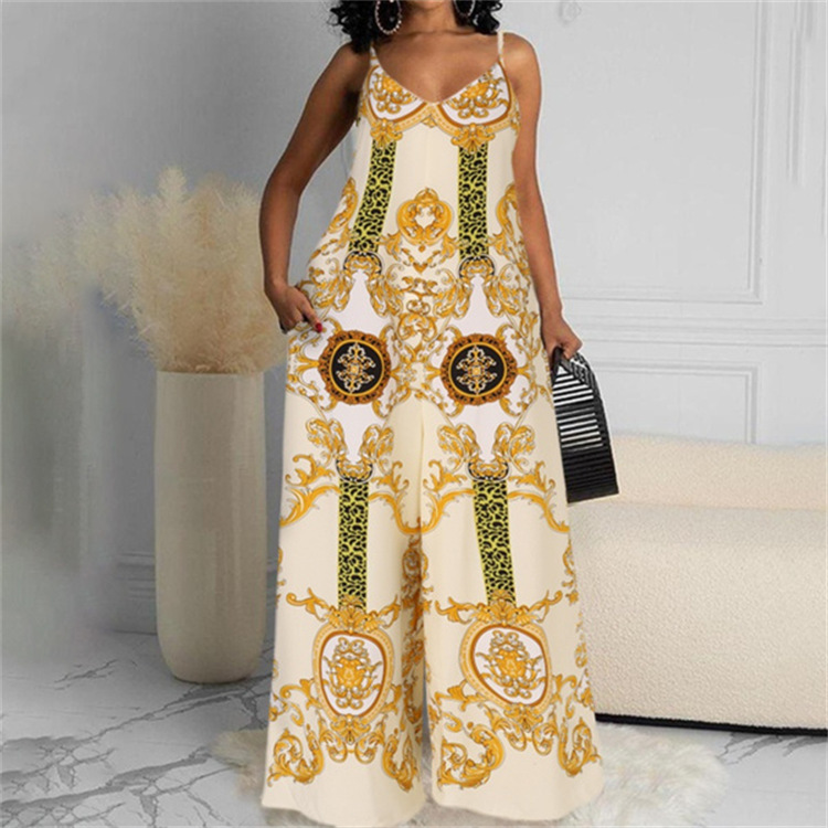 Women's Clothing new casual printed backless sexy jumpsuit_autovado.com