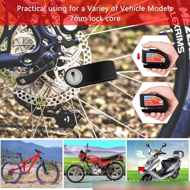 Motorcycle Disc Brake Electric Vehicle Bicycle Alarm Lock Smart Anti-theft_autovado.com