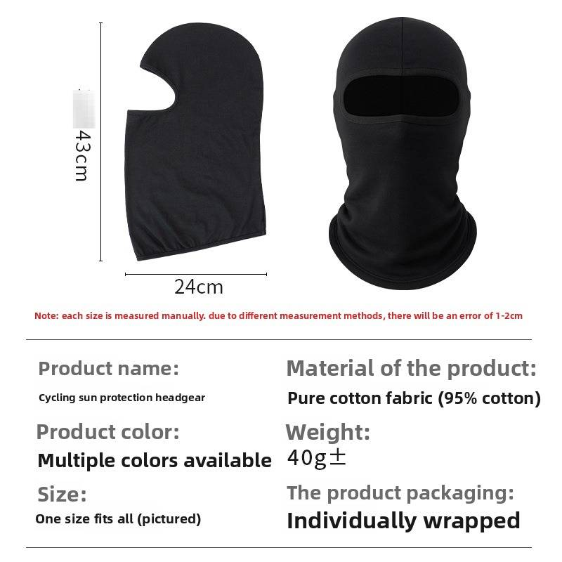 New Cycling Sun Protection Mask Neck Guard Full Cotton Dustproof Breathable Head Cover Sunshade Motorcycle Helmet Liner_autovado.com