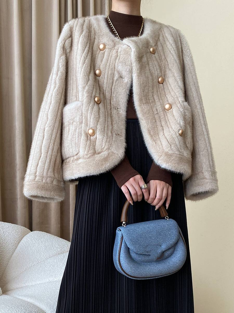 Women's Clothing marble texture design mink plush eco-friendly fur coat_autovado.com