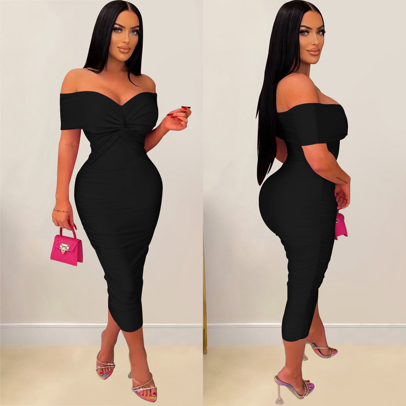 Women's solid color pleated sleeveless long skirt tube top dress_autovado.com