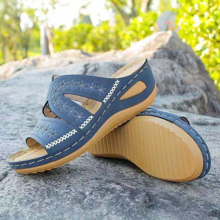 Women's fashion wedge heel platform retro sandals women's shoes plus-size slippers_autovado.com