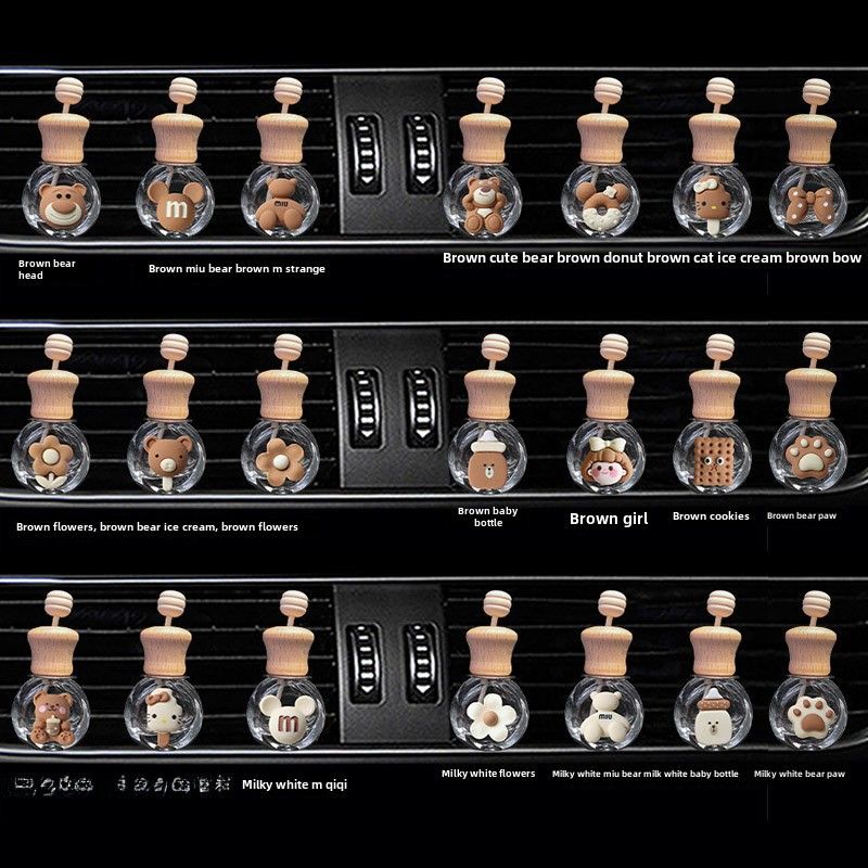 Cartoon milk tea car perfume bottle empty bottle Internet celebrity car air outlet aromatherapy clip ins decoration decoration supplies_autovado.com