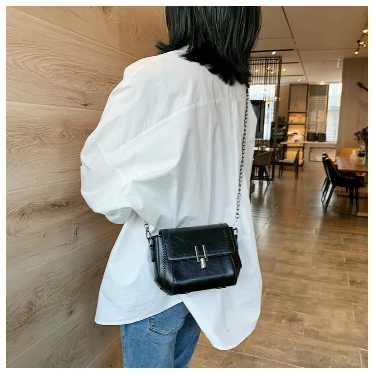 Vintage Trend Women's Crossbody Bag Chain Hasp Zipper PU Leather Square Shoulder Bags Chic Lady Versatile Pack_autovado.com