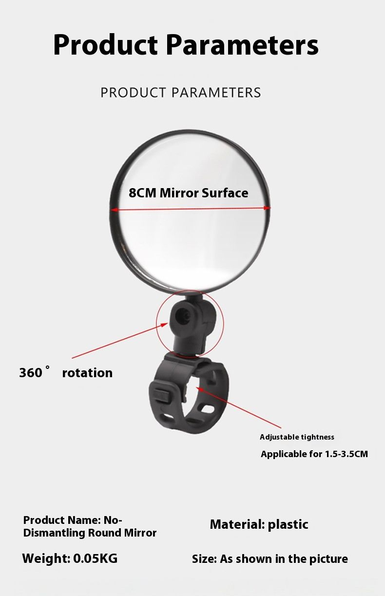 Universal Bike Rearview Mirror - Wide-Angle Convex Glass Mirror For E-Bikes & Mountain Bikes (Round/Oval, 1-Pack/2-Pack)_autovado.com