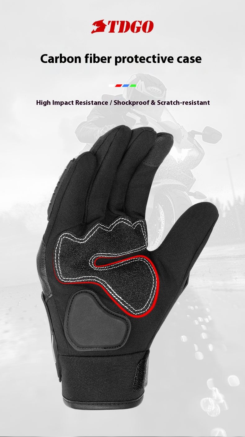 Motorcycle Gloves – All-Season Riding Gloves (Touchscreen, Anti-Slip, PE/Alloy/Carbon Shell, M/L/XL, Black/Red/Green)_autovado.com
