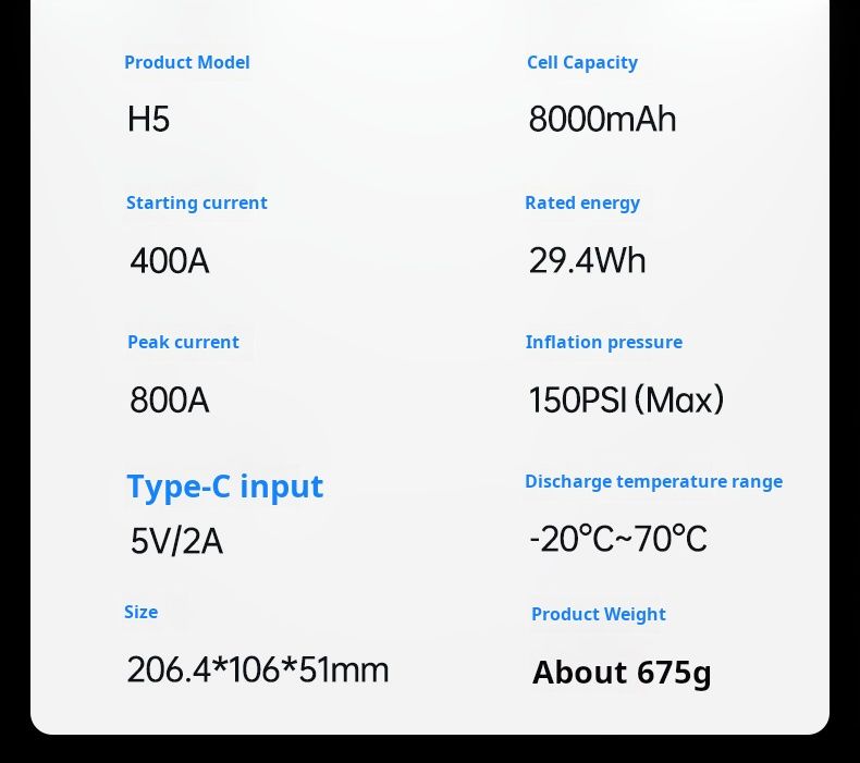 Newsmy/Newman H5 Emergency Start Power Inflator Pump Integrated 8000mAH_autovado.com