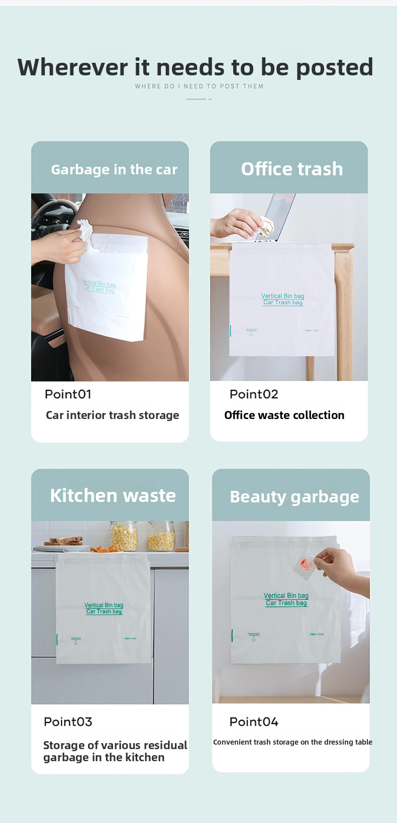 Adhesive Mini Stand Small Desktop Trash Disposable Car Vomit Bags_autovado.com