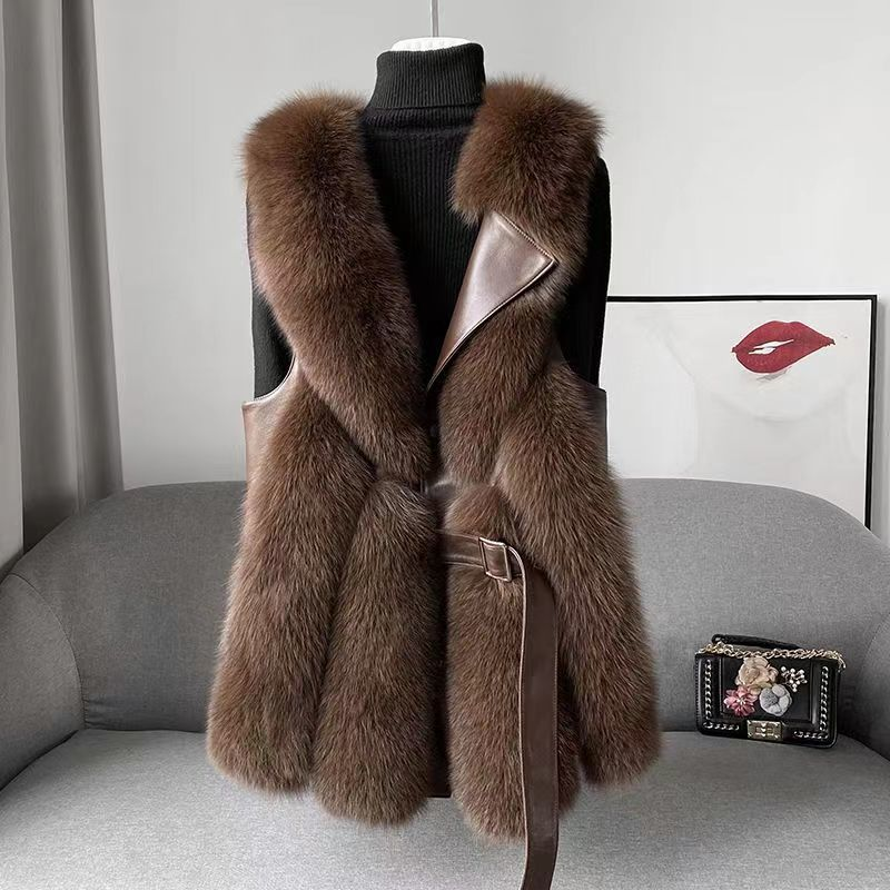 Women's imitation fox fur vest fashion coat_autovado.com