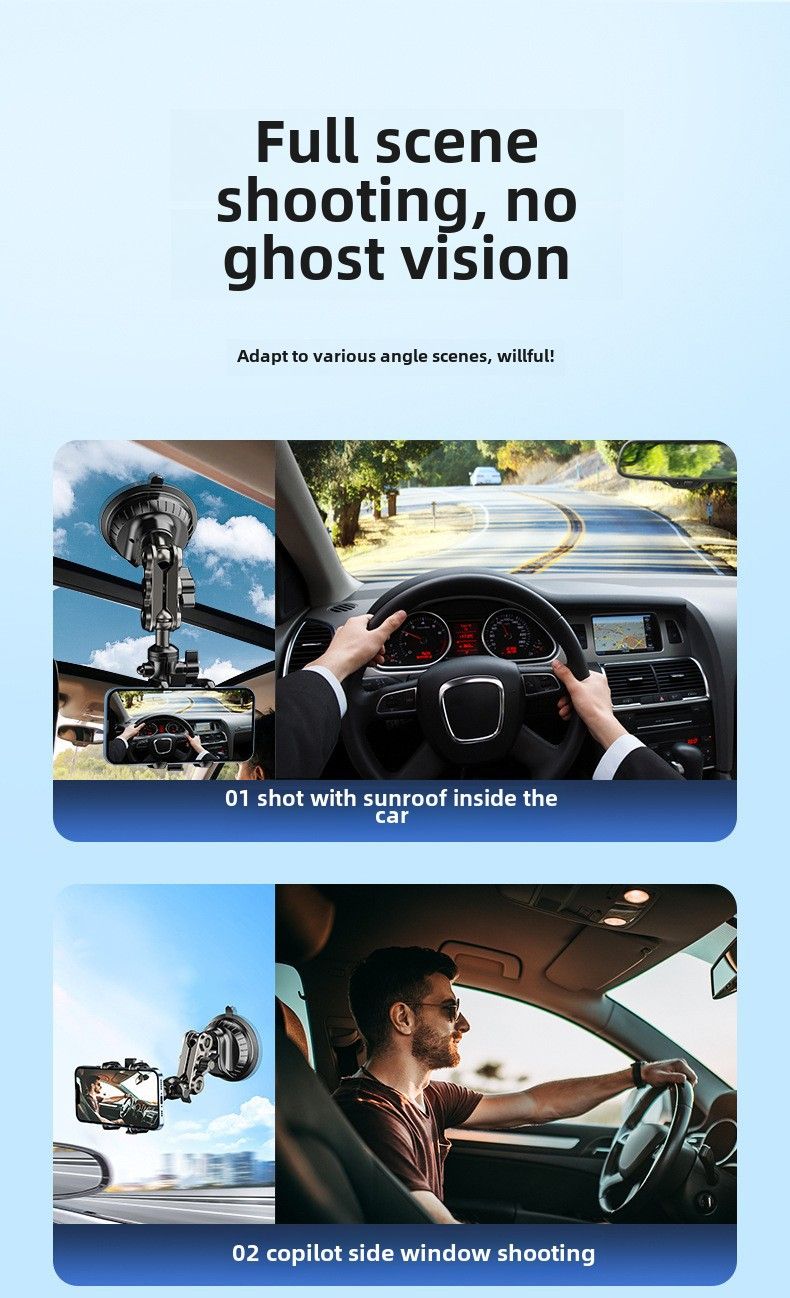 Car Shooting mobile phone bracket multi-direction vertical shooting car live shooting bracket first view sucker bracket_autovado.com