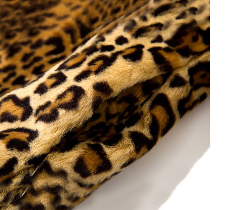 Women's fur coat women's mid-length suit collar sexy leopard print coat_autovado.com