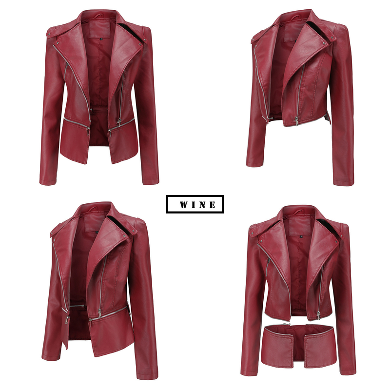 Women's Clothing Leather Jacket With Detachable Hem Fashion Casual Jacket_autovado.com