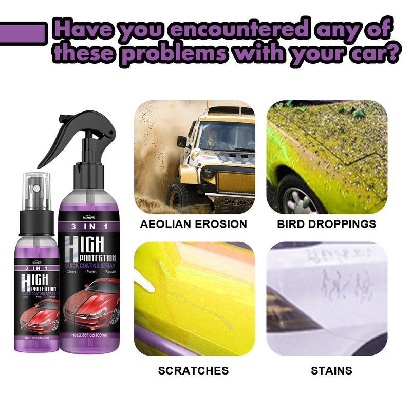 Rayhong 3 In 1 High Protection Quick Car Coating Spray, Diy Paint Change Color Cleaning Coating Spray_autovado.com