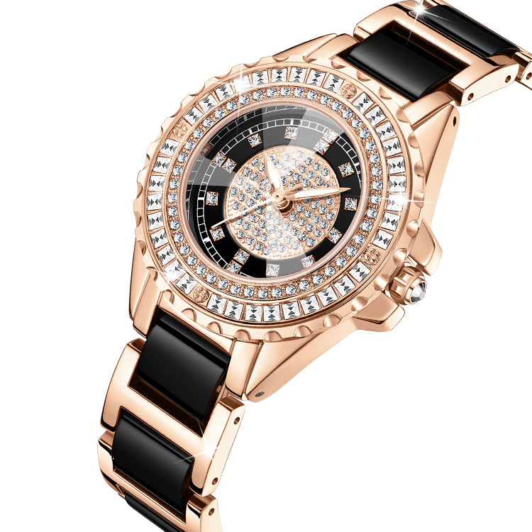 Watch for Women Ceramic Strap with Full Diamond Dial Quartz Ladies Fashion Watch Waterproof Stainless Steel Wristwatch_autovado.com