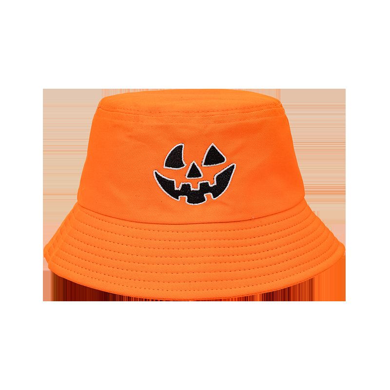 Hot Sale Pumpkin Color Grie Embroidery Bucket Hats Women Men Halloween Party Bob Hip Hop Fisherman Hat Simple Orange White Panama_autovado.com