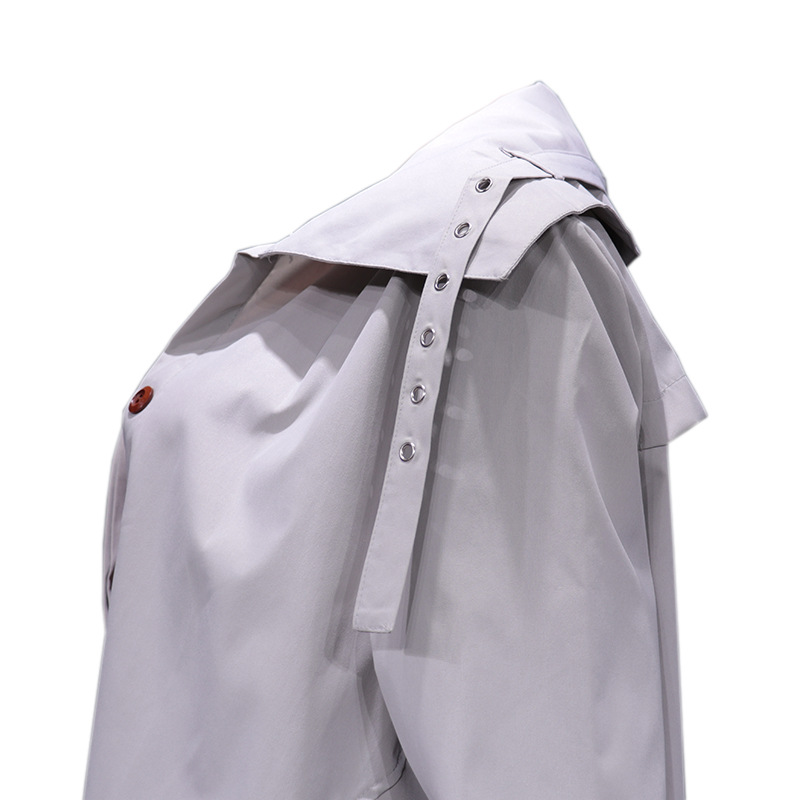 Women's Clothing new style temperament niche personality leisure large lapel medium and long windbreaker jacket _autovado.com