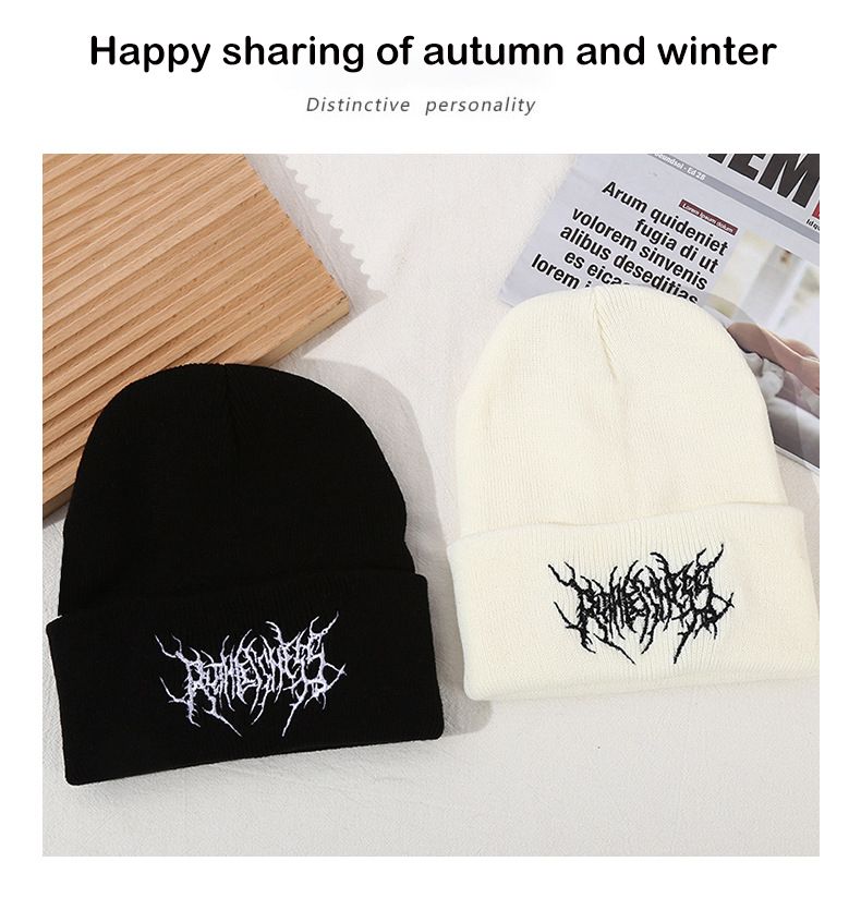Hot Sale Women Men Winter Gothic Street Punk Knitted Hood Caps 100% Cotton Fashion Keep Warm Skull Hats_autovado.com