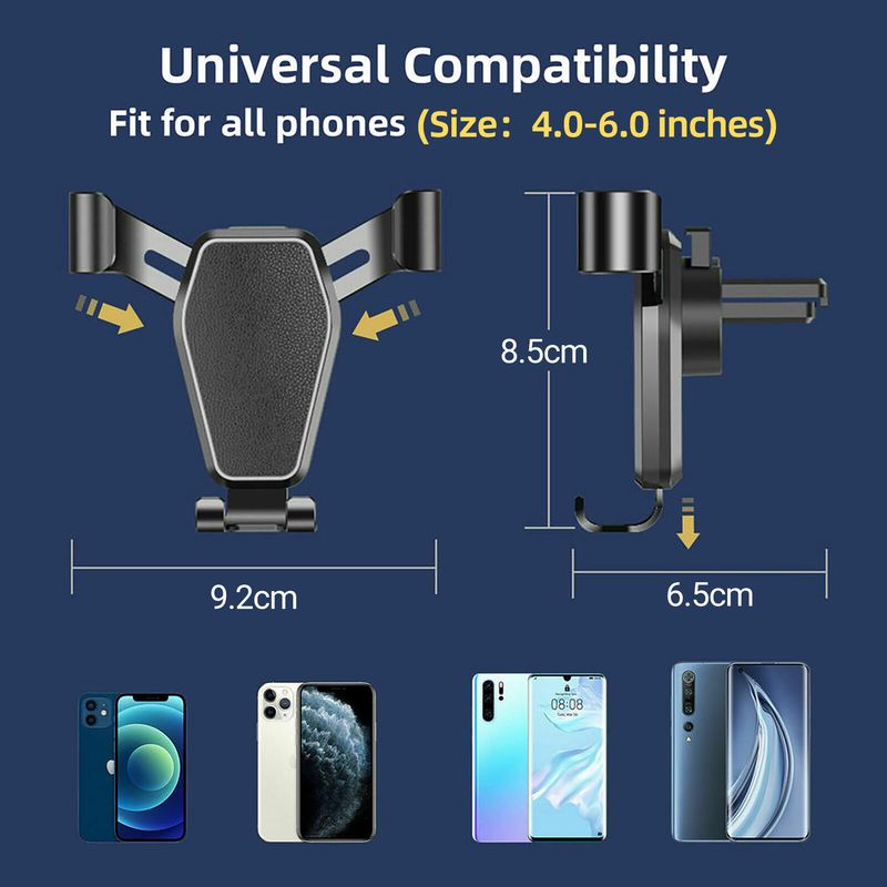 Fuzhongfu Phone Mount Air Vent Clip Triangle Stability Sturdy Gravity Car Phone Holder for Car_autovado.com