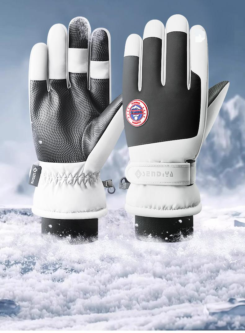 Winter skiing gloves, touch screen, motorcycle, plush insulation, thick riding, waterproof, windproof, cold resistant,_autovado.com