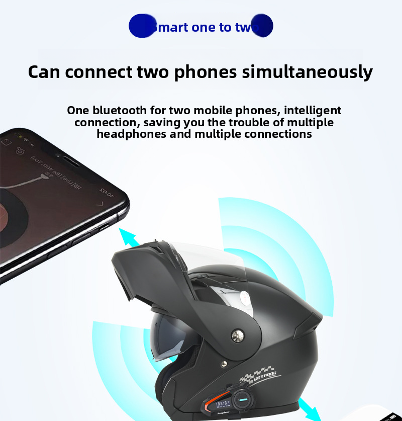Coolqi Bao Anti-Fog Dual Lens Open Face Motorcycle Bluetooth Helmet Long Battery Life With Display Screen Suitable For_autovado.com