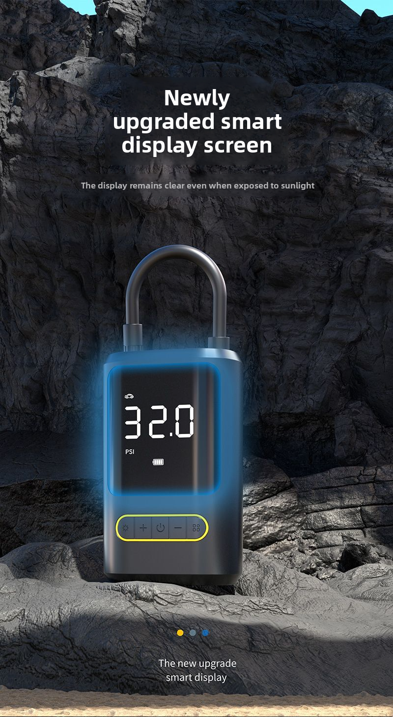 Mini Portable Car Air Pump Bicycle Electric Tire Inflator Handheld Wireless Charging Digital Display_autovado.com