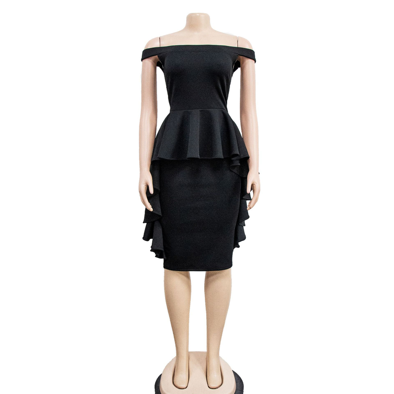 Women's solid color sleeveless ruffle skirt dress for women_autovado.com