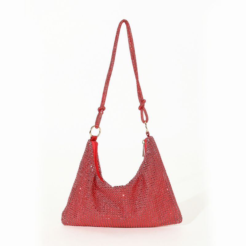 rhinestone knotted armpit bag diamond-studded trendy niche shoulder evening bag_autovado.com