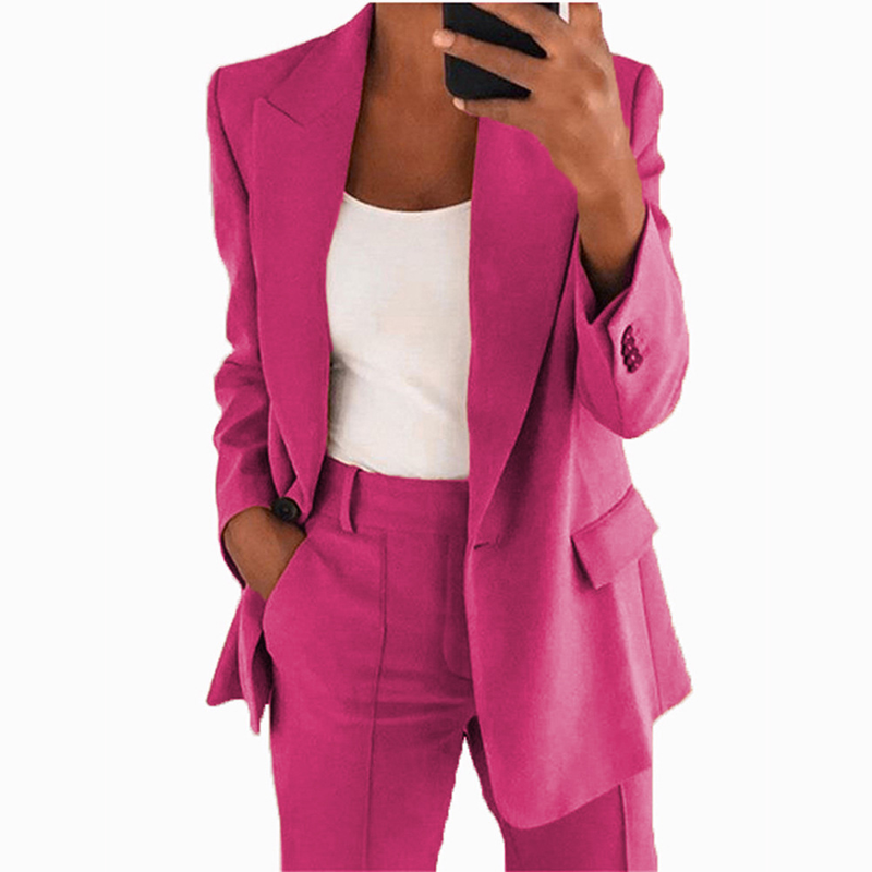 Women's new fashion button slim lapel cardigan temperament blazer suit_autovado.com