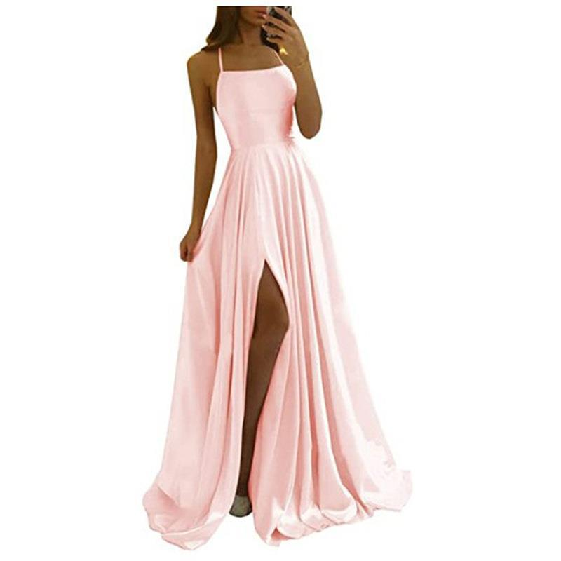 Women's evening dress long suspender graduation party bridesmaid dress temperament slim dress_autovado.com