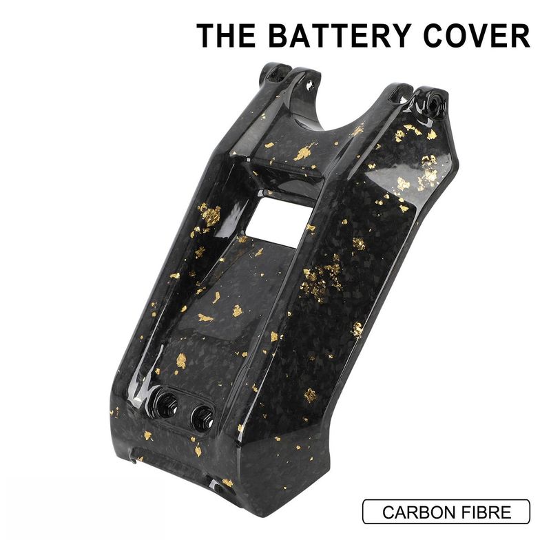 Universal Motorcycle Carbon Fiber Battery Cover - Lightweight Floral Design For Custom Bike Styling (Black/Green, Black/Gold, Black/Purple)_autovado.com