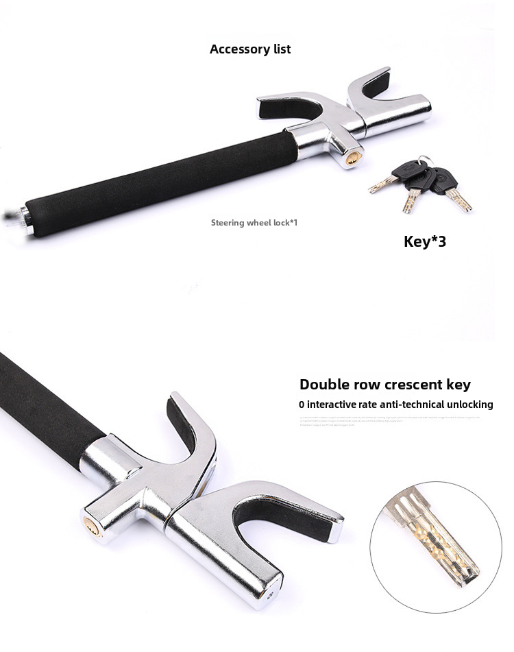 New Car Steering Wheel Multifunctional Adjustable Telescopic Security Anti-theft Thickened Window-breaking Metal_autovado.com