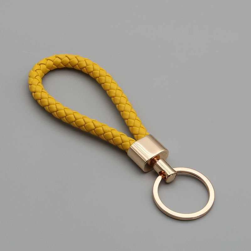Braided Leather Cord Key Chain Zinc Alloy Button-end Key Ring Ring Car Key Hanging Accessory_autovado.com