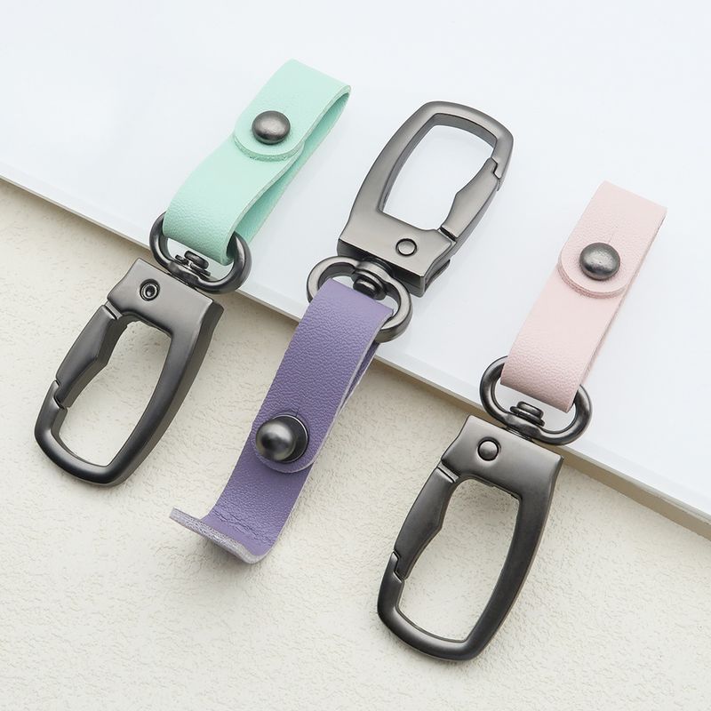 Square Metal Car Keychain Pendant Creative Simple Keychain Men's And Women's Leather Waist Keychain Accessories_autovado.com