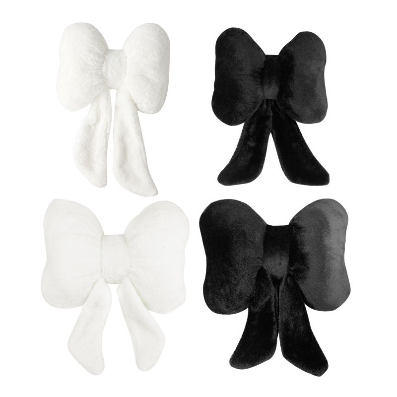 Car Winter Headrest Plush Neck Pillow Internet Popular Cute Bow Car Seat Winter Car Lumbar Headrest_autovado.com