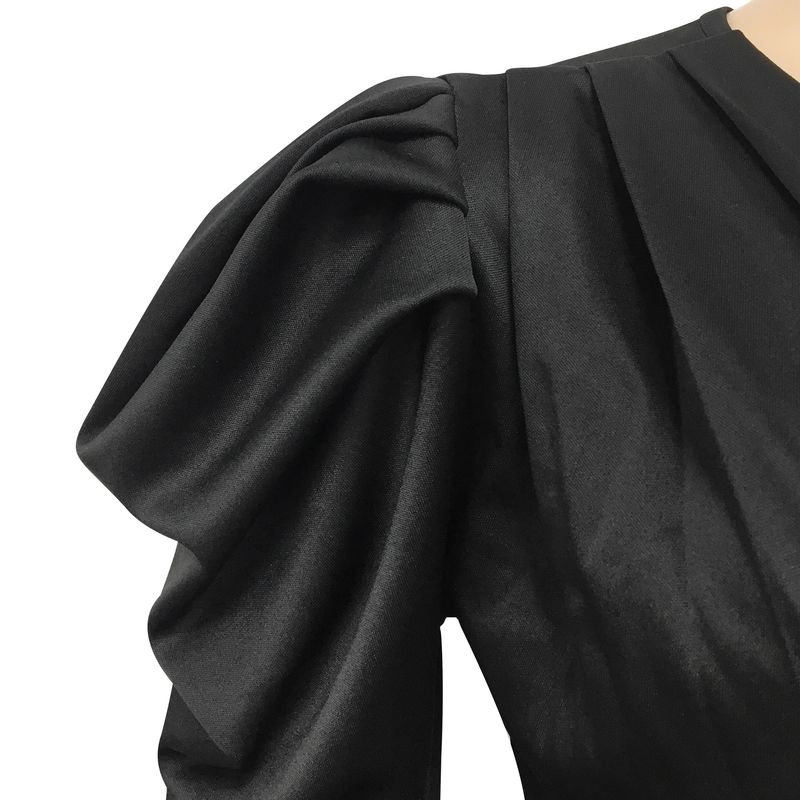Women's Clothing fashion casual solid color long-sleeved pleated V-neck dress for women_autovado.com