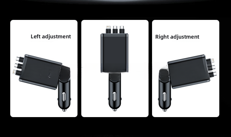 Digital Display Retractable Cable Charger PD Car Super Fast Charging Five-in-One Cigarette Lighter Cross-Border_autovado.com