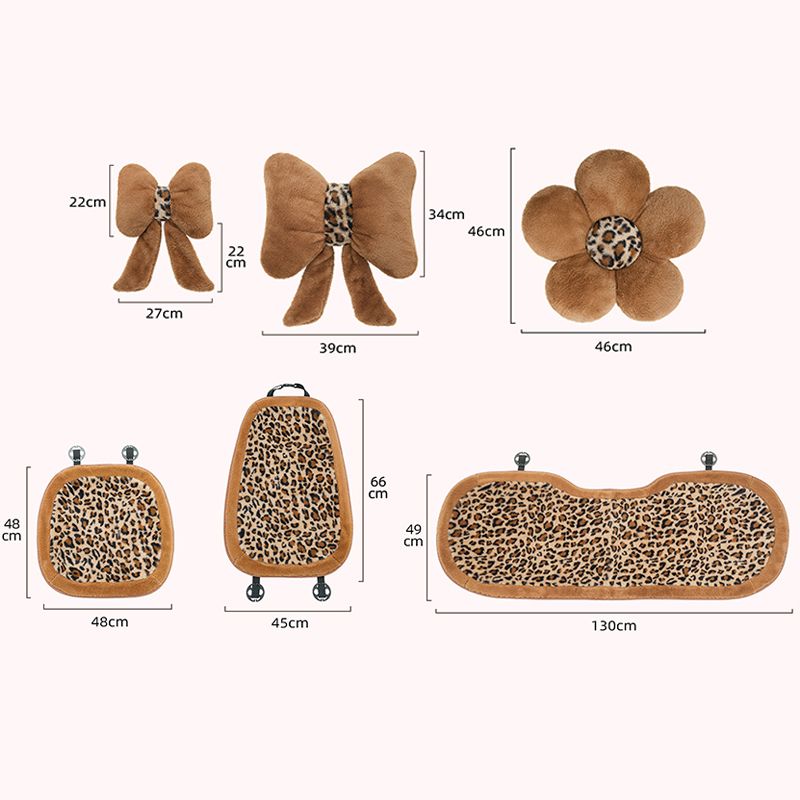 Fashion Print Car Soft Plush Leopard Steering Wheel Cover Winter Women Auto Interior Accessories Seat Pad_autovado.com