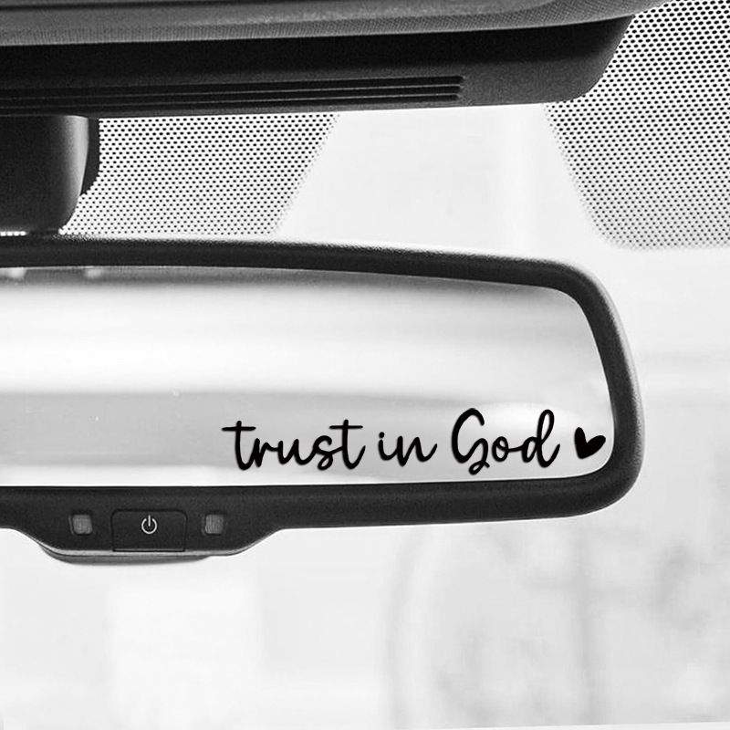 2 pack Trust in god car rearview mirror makeup mirror life decoration stickers_autovado.com