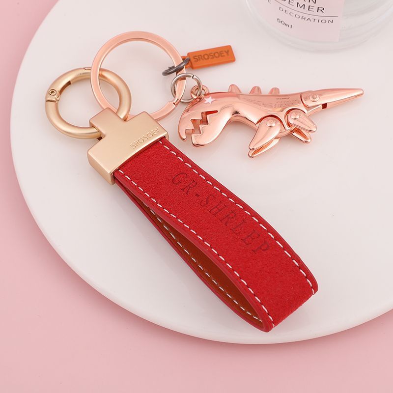 Suede Keychain Internet Celebrity Little Dinosaur Pendant Cute Cartoon Car Key Chain Pendant Creative Gift For Women_autovado.com