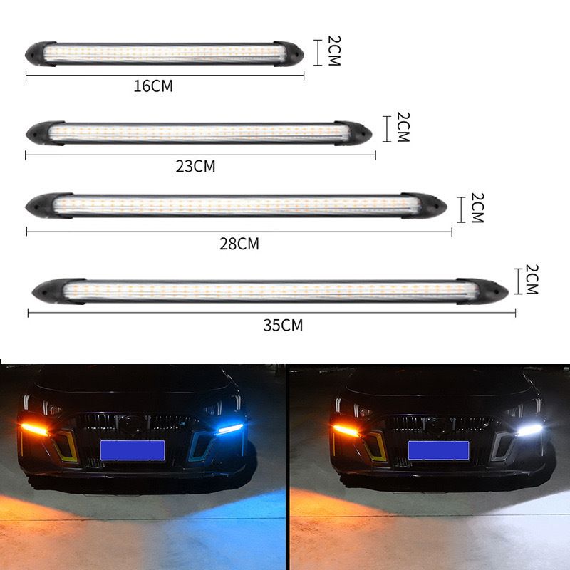 Start Scanning New Car Dual Color Flowing Turn Signal Modified High Brightness LED Daytime Running Lights_autovado.com