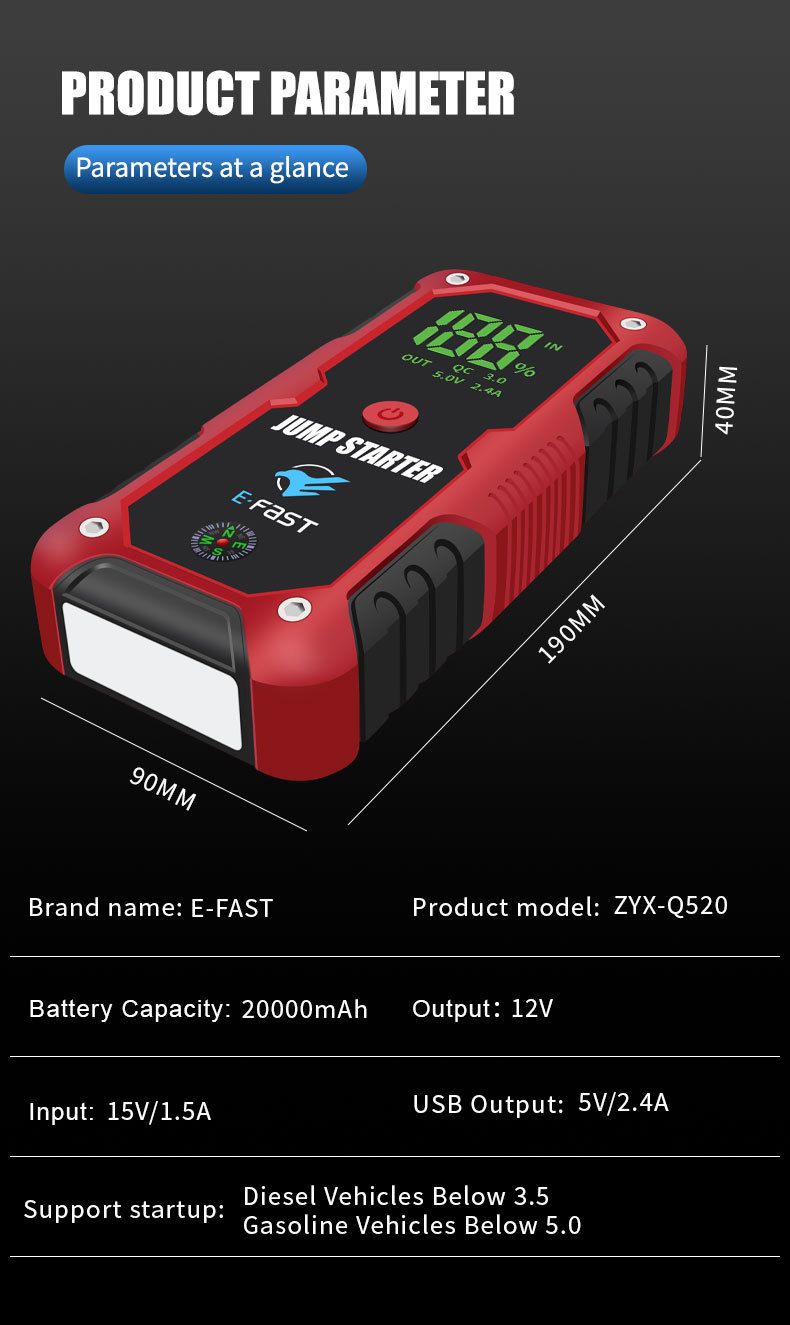 Portable Multi-Function Power Bank Emergency Jump Starter Outdoor Car Battery Rescue_autovado.com
