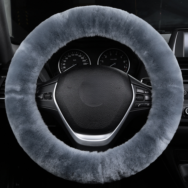 Pure Car Winter Short Plush Wool Steering Wheel Cover Cute Interior Universal Product_autovado.com