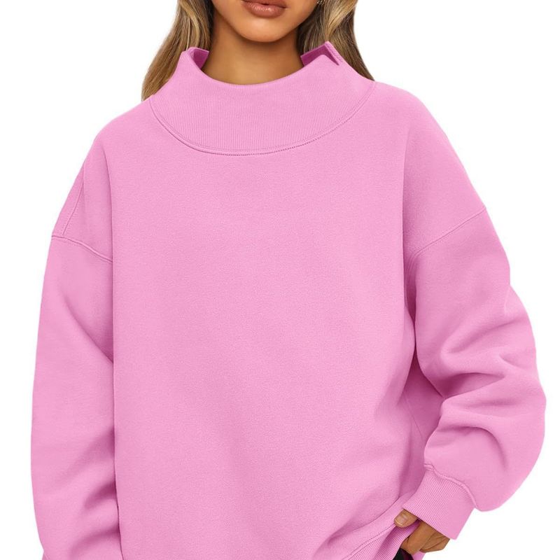 Women's sweatshirt long sleeve turtleneck pullover sweatshirt casual sweatshirt fleece top_autovado.com