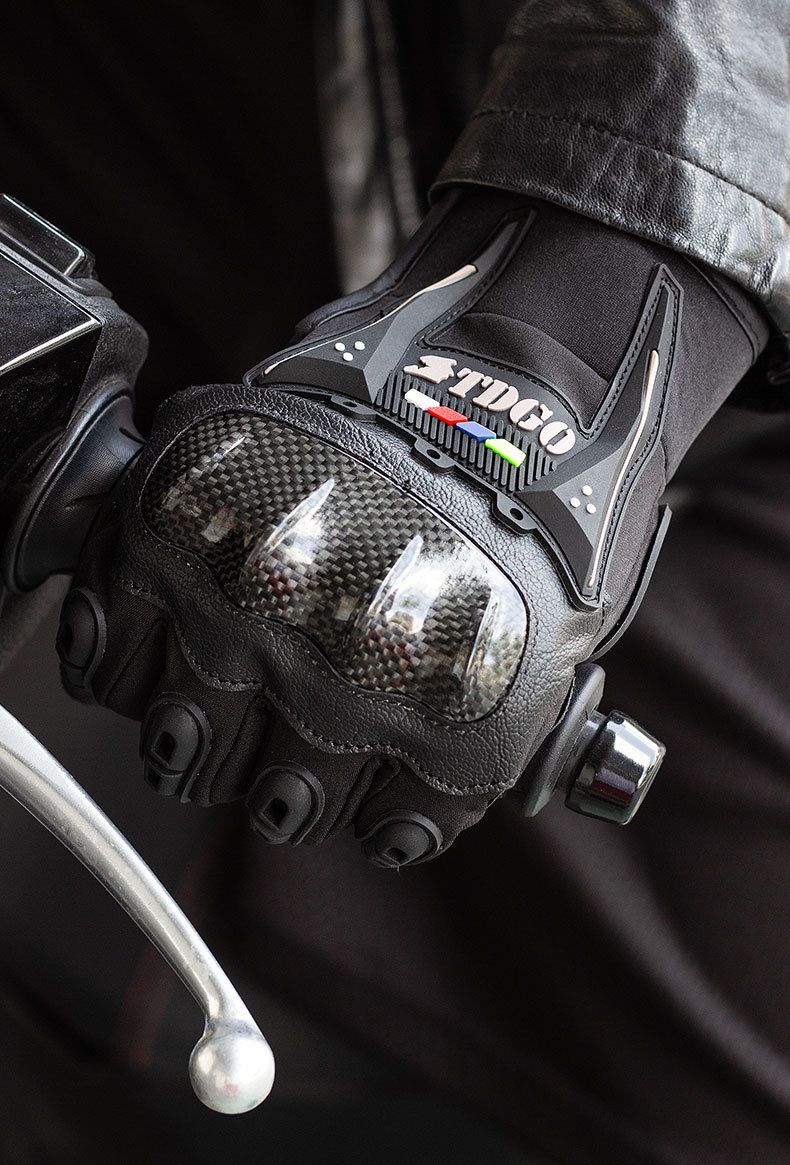 Motorcycle Gloves – All-Season Riding Gloves (Touchscreen, Anti-Slip, PE/Alloy/Carbon Shell, M/L/XL, Black/Red/Green)_autovado.com