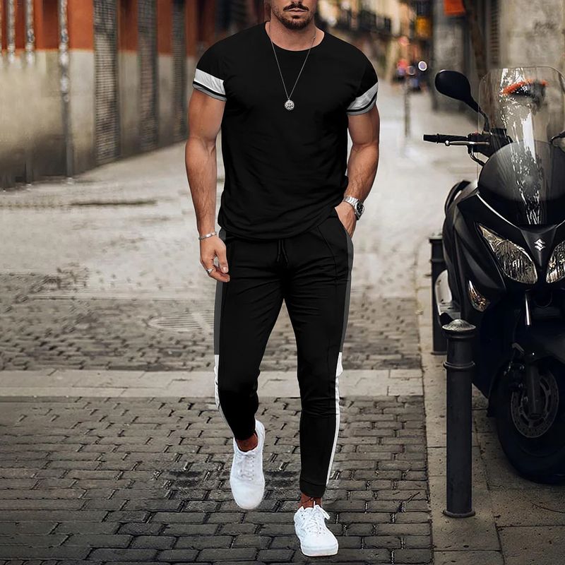 Men's Clothing loose sports suit 3D digital printing personalized fashion short-sleeved trousers_autovado.com